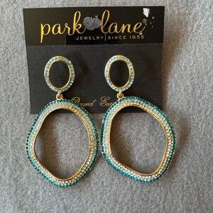 Park Lane Teal and Gold Hoop Earrings